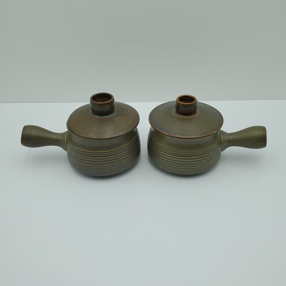 Denby Langley Sherwood Stick Handle Soup Bowls Lidded Chili Chowder Crocks - Picture 2 of 5